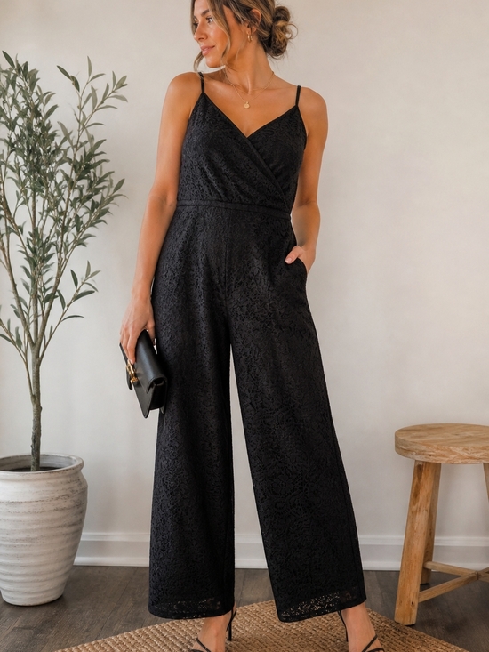 Madewell Pants - Madewell Lace Tank Jumpsuit Black Wide Leg NWT Size XL Minimal Chic